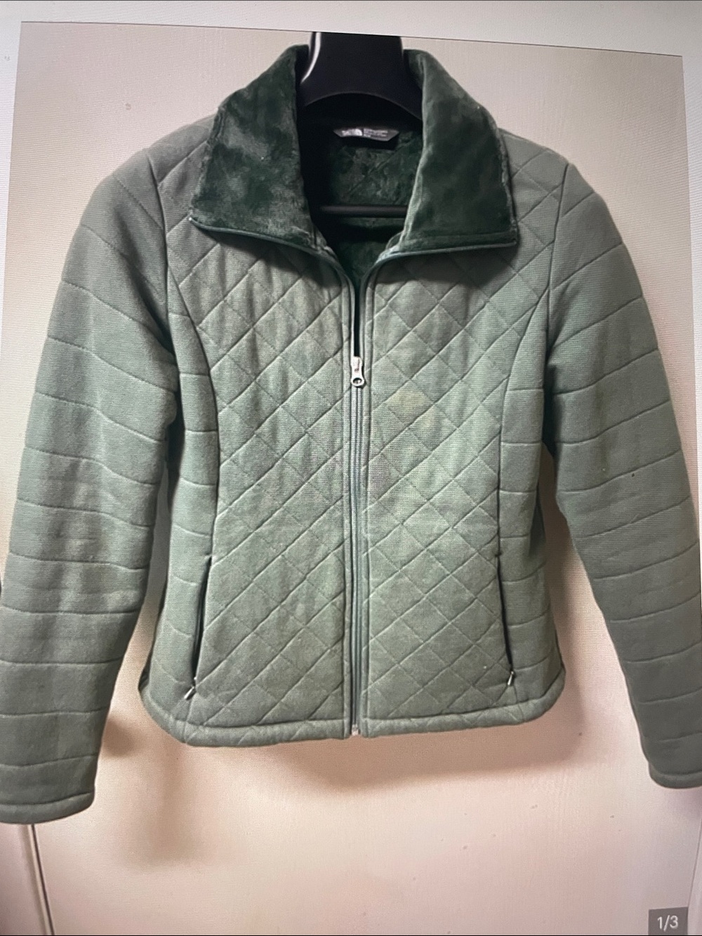 The North Face Quilted Green Zip-Front Women's Jacket
